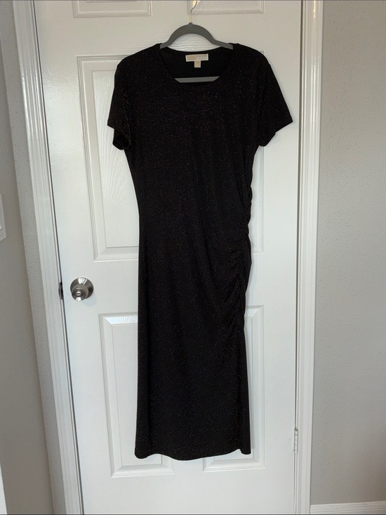MICHAEL Michael Kors Dresses & Skirts - Michael Michael Kors Classic Black and Gold Sparkle Short-Sleeve Midi Dress